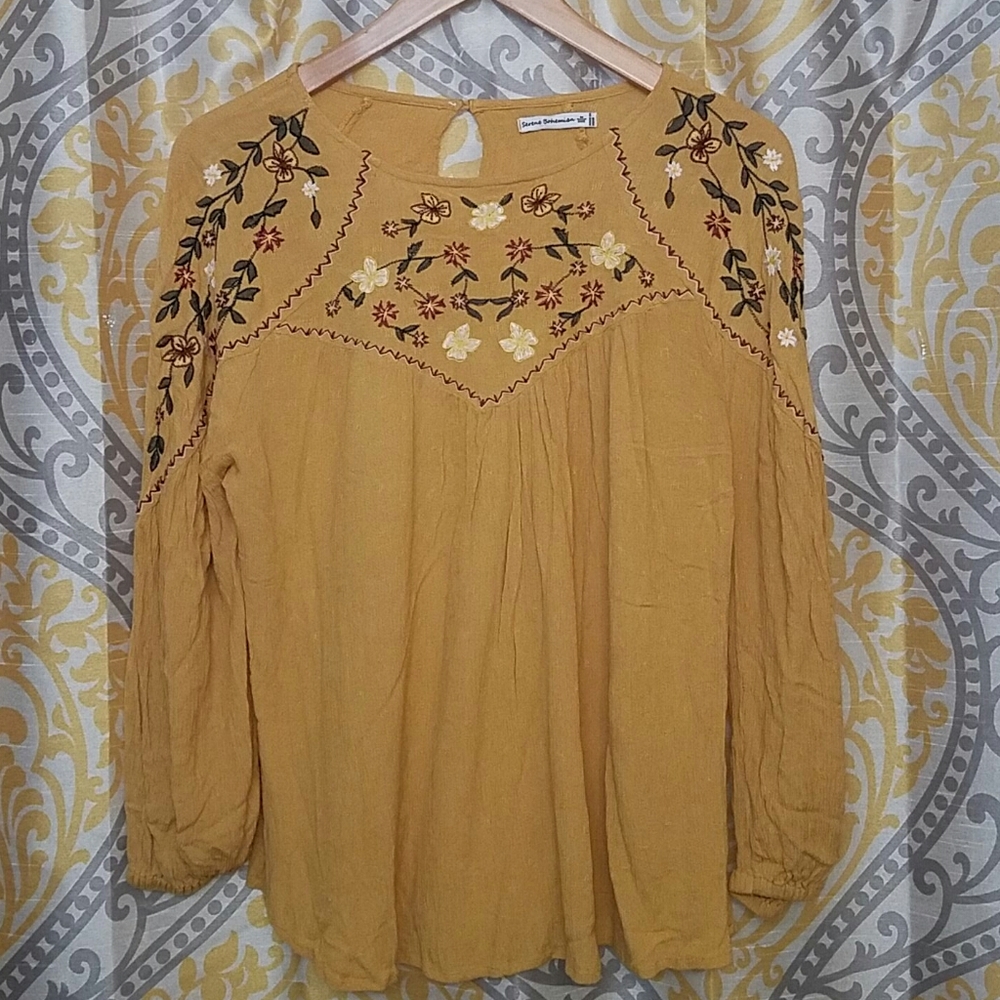 Serene Bohemian Emboidered Blouse, Medium